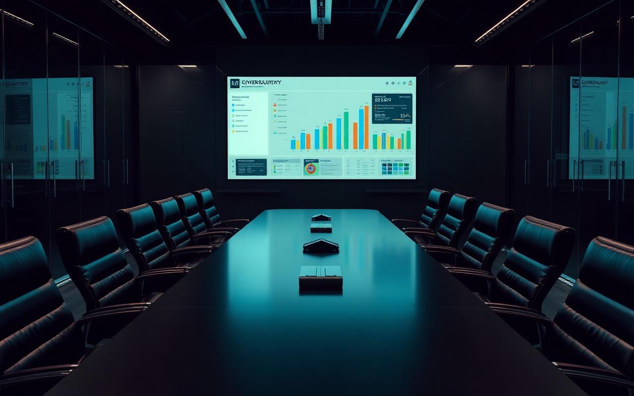 Security leader presenting a cyber risk strategy to an executive team
